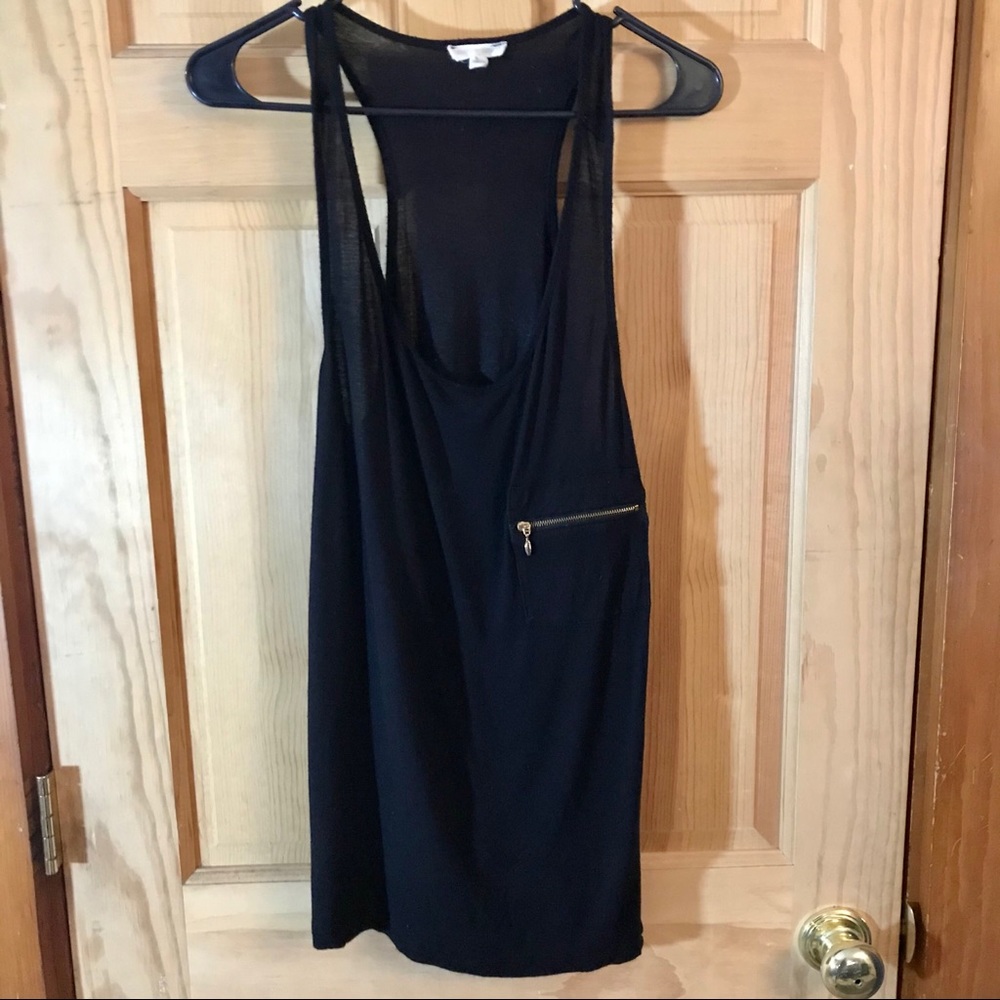 Black tank top with front zipper